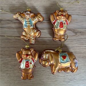 Vintage Rare Disney Winnie The Pooh Eeyore Tigger Glass Christmas Ornaments lot4